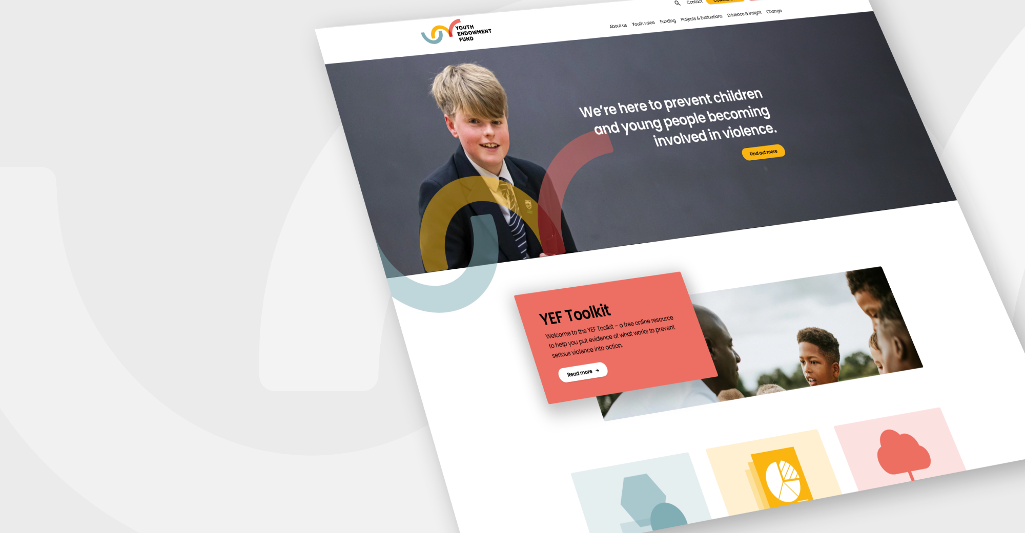 A screenshot of the YEF homepage